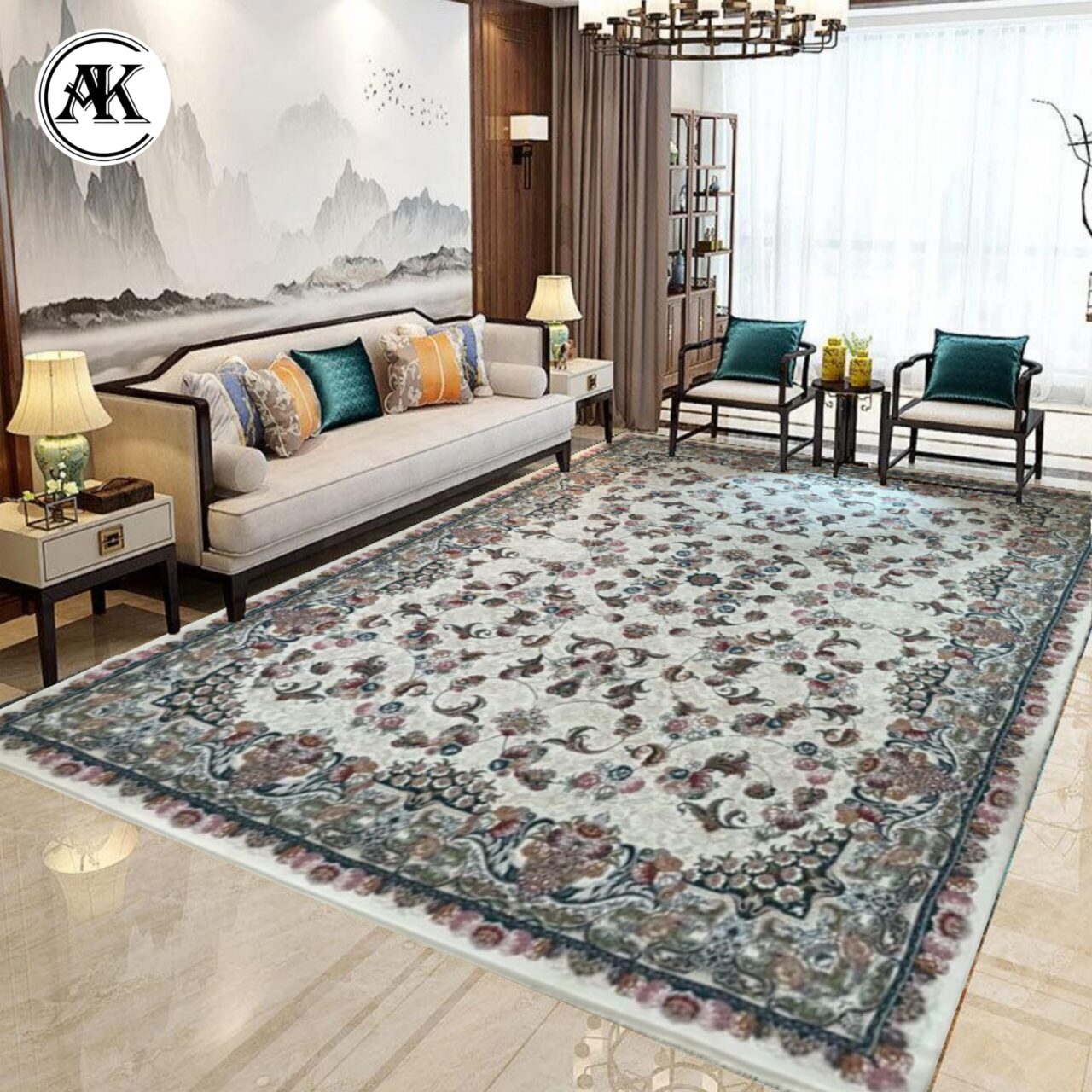 دکوراسیون فرش 700 شانه افشان الماس سفید