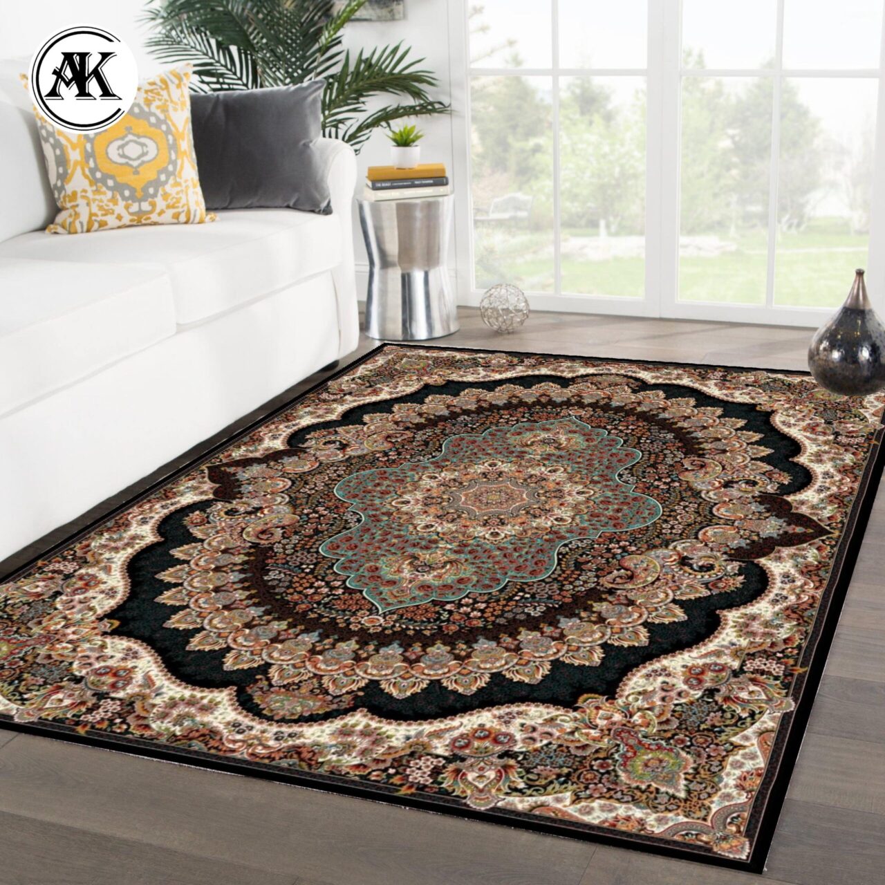 شبیه‌سازی فرش طرح 700 شانه ارکیده سرمه‌ای