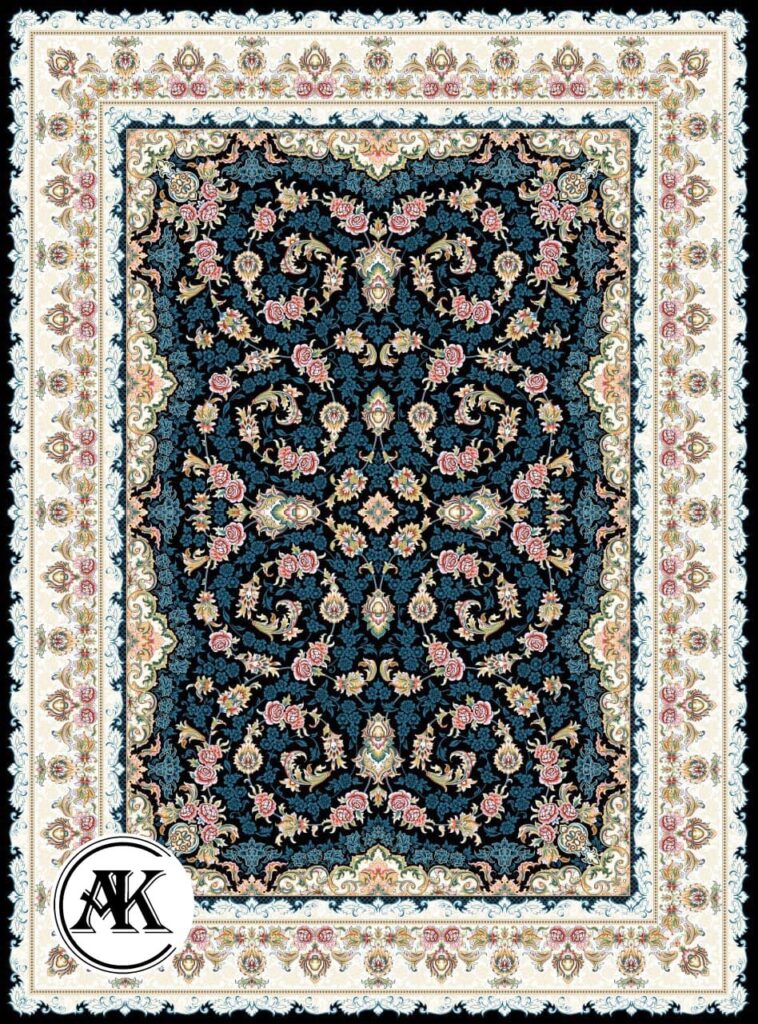 خرید فرش 700 شانه افشان روژا سرمه ای