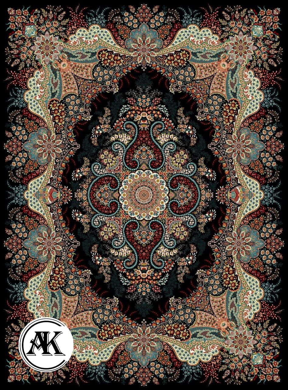 خرید فرش طرح 700 شانه اهورا سرمه ای