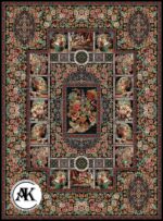 خرید فرش طرح 700 شانه باغ ارم سرمه ای