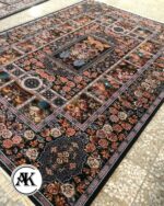 فرش طرح 700 شانه باغ ارم سرمه ای