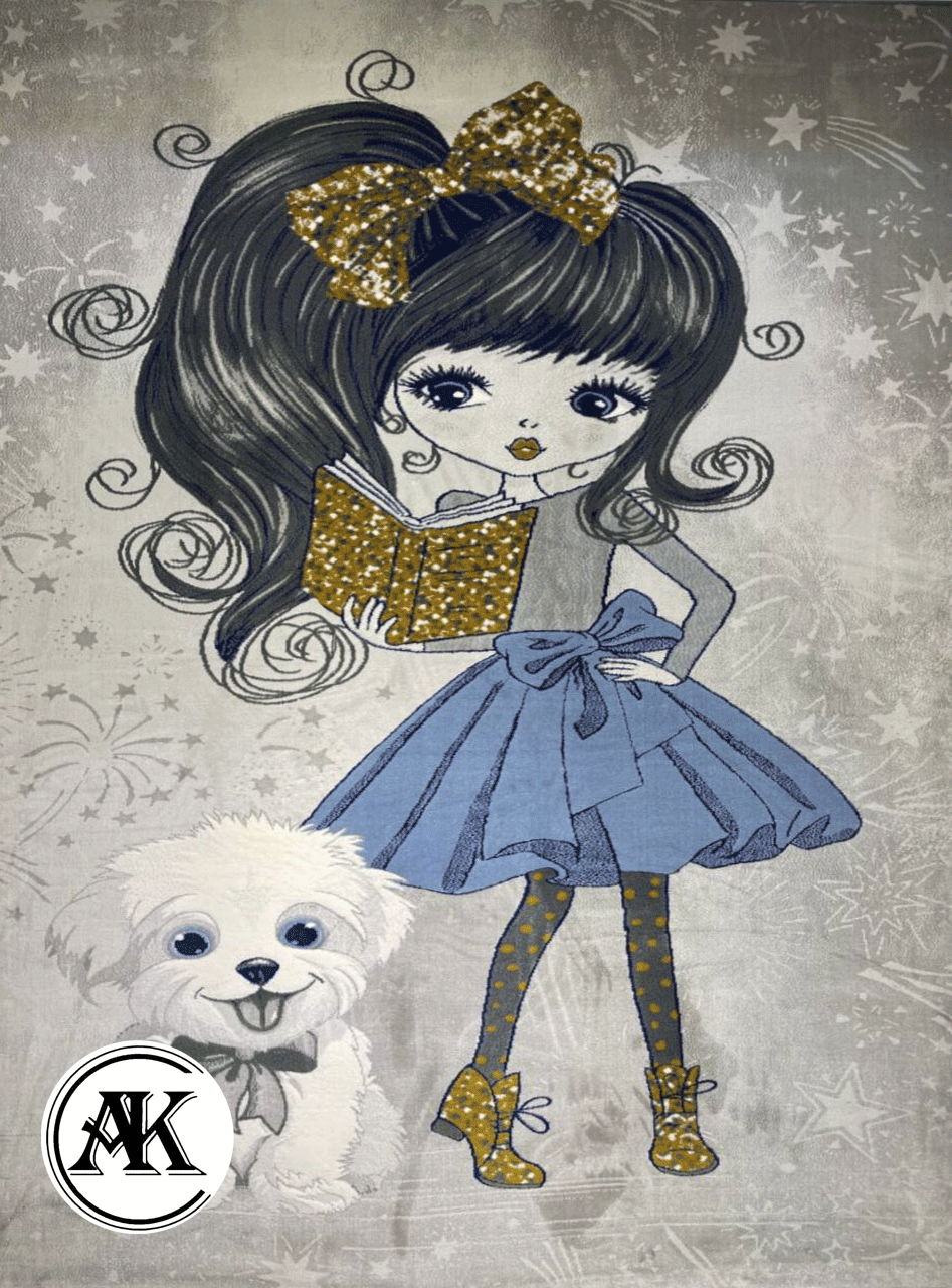 خرید فرش عروسکی طرح دختر و سگ