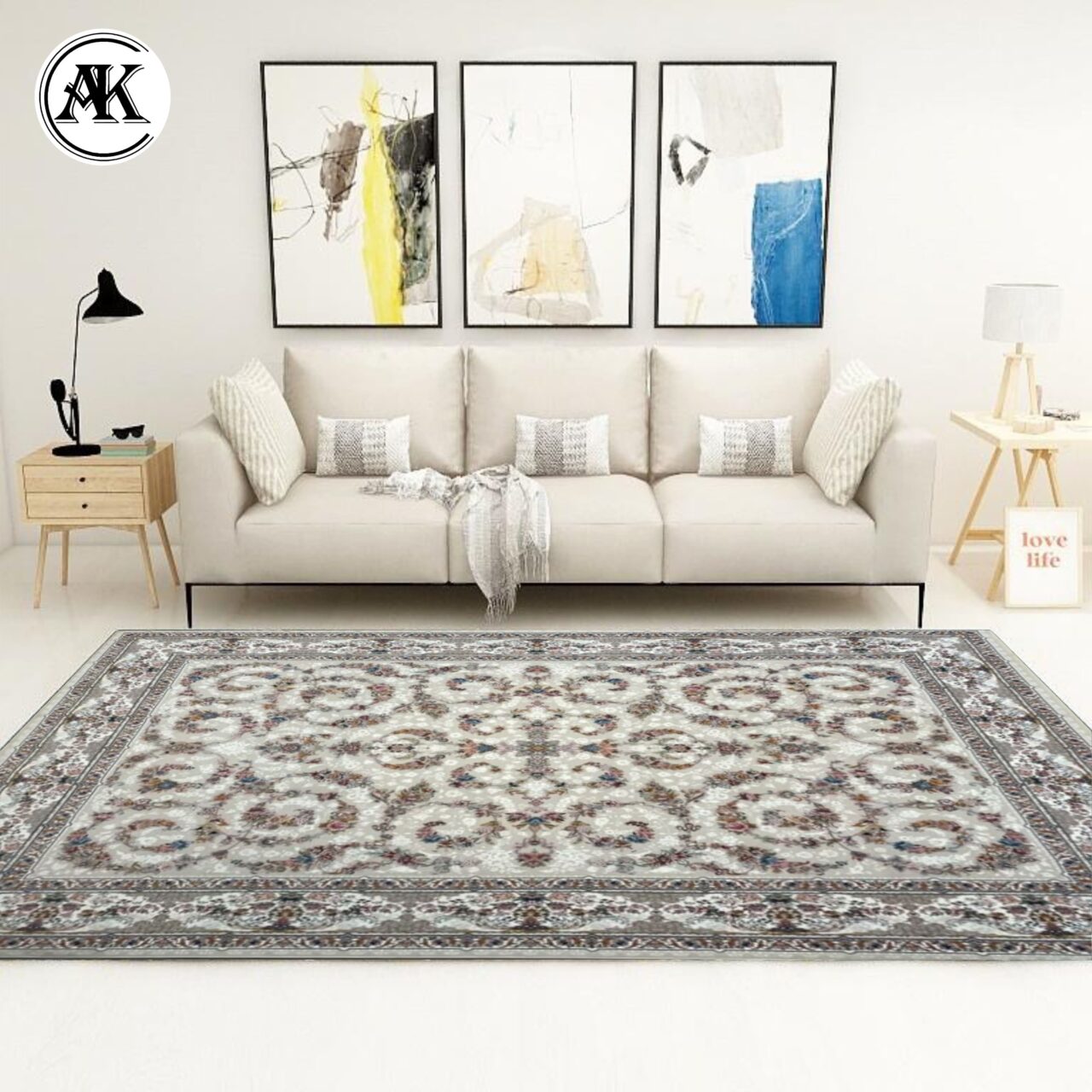 شبیه سازی فرش 1200 شانه حریر مهتاب کرم