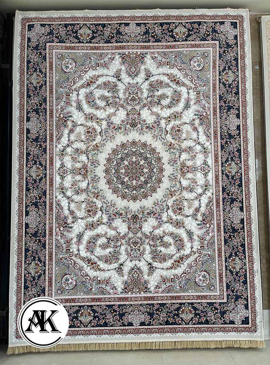 فرش 1200 شانه گل برجسته ترنم کرم