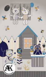 خرید فرش عروسکی طرح خرسی