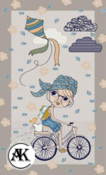 خرید فرش عروسکی طرح دختر دوچرخه سوار