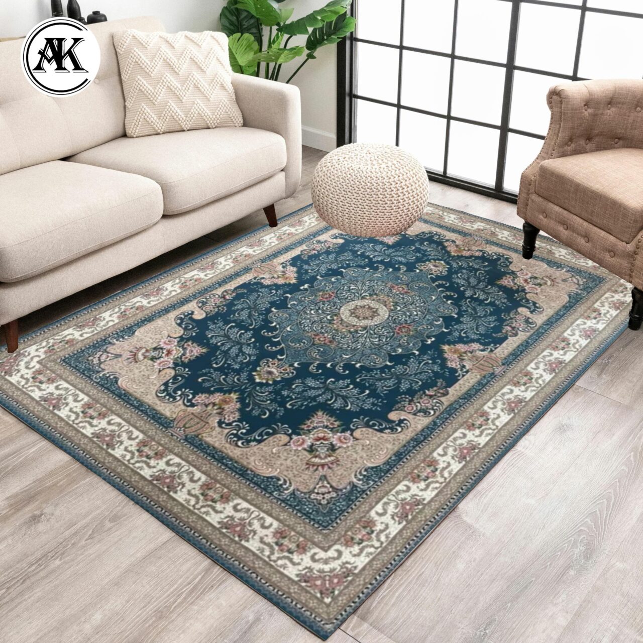 شبیه سازی فرش 700 شانه افشان محیا آبی