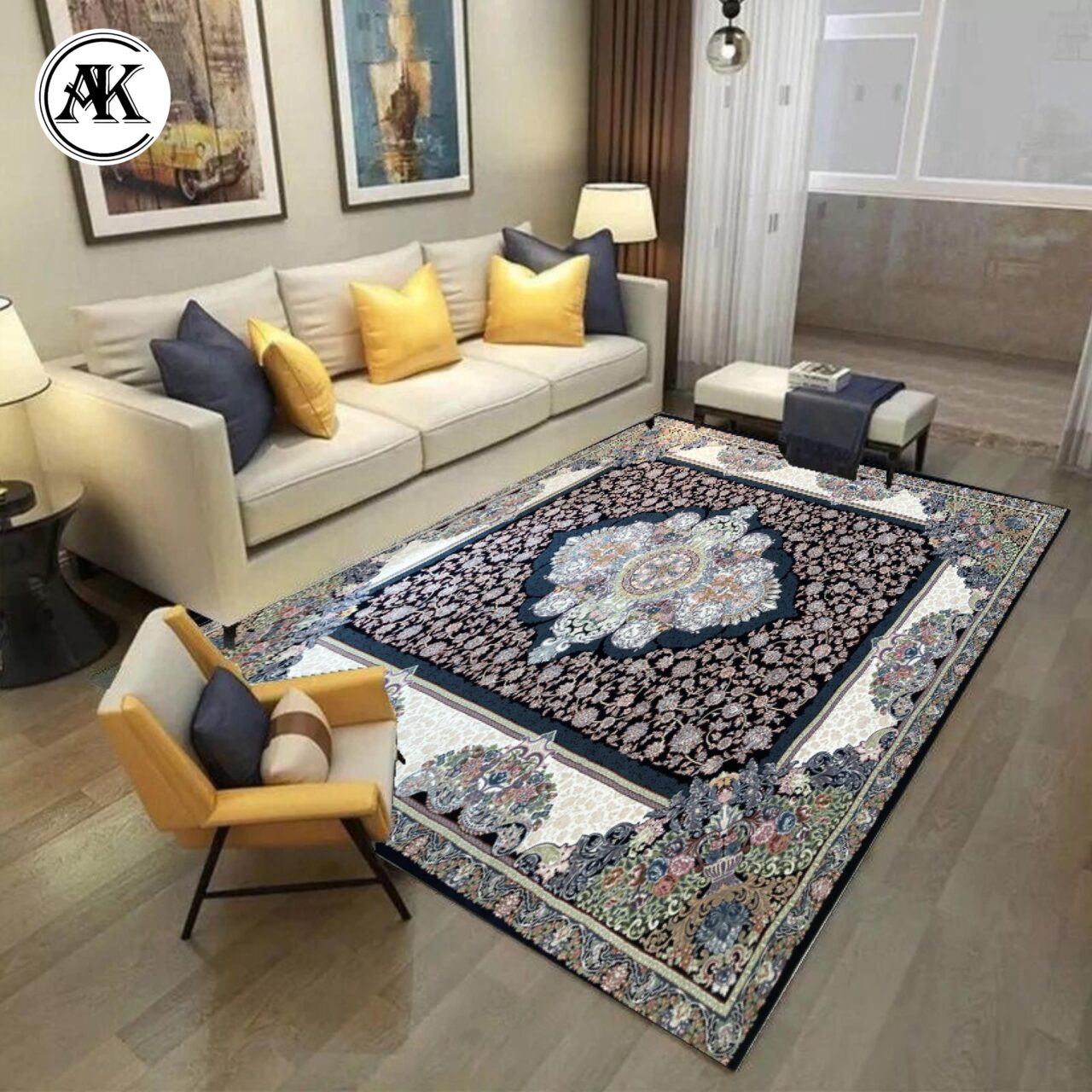 شبیه سازی فرش 700 شانه نرگس سرمه ای