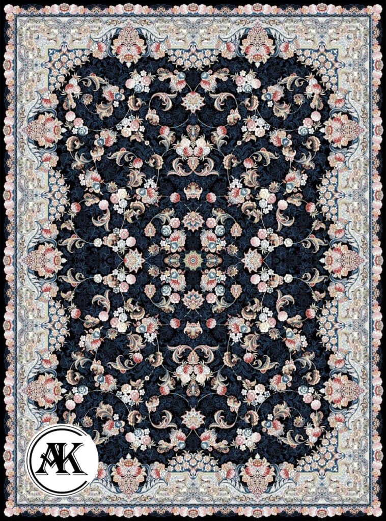 خرید فرش 700 شانه افشان الماس سرمه ای