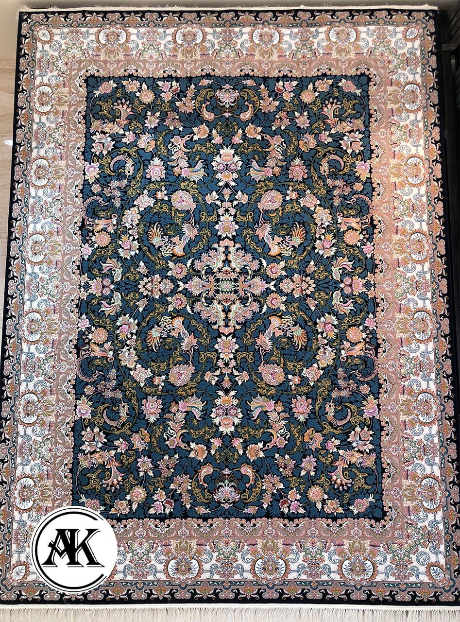 فرش 700 شانه افشان زرین سرمه ای