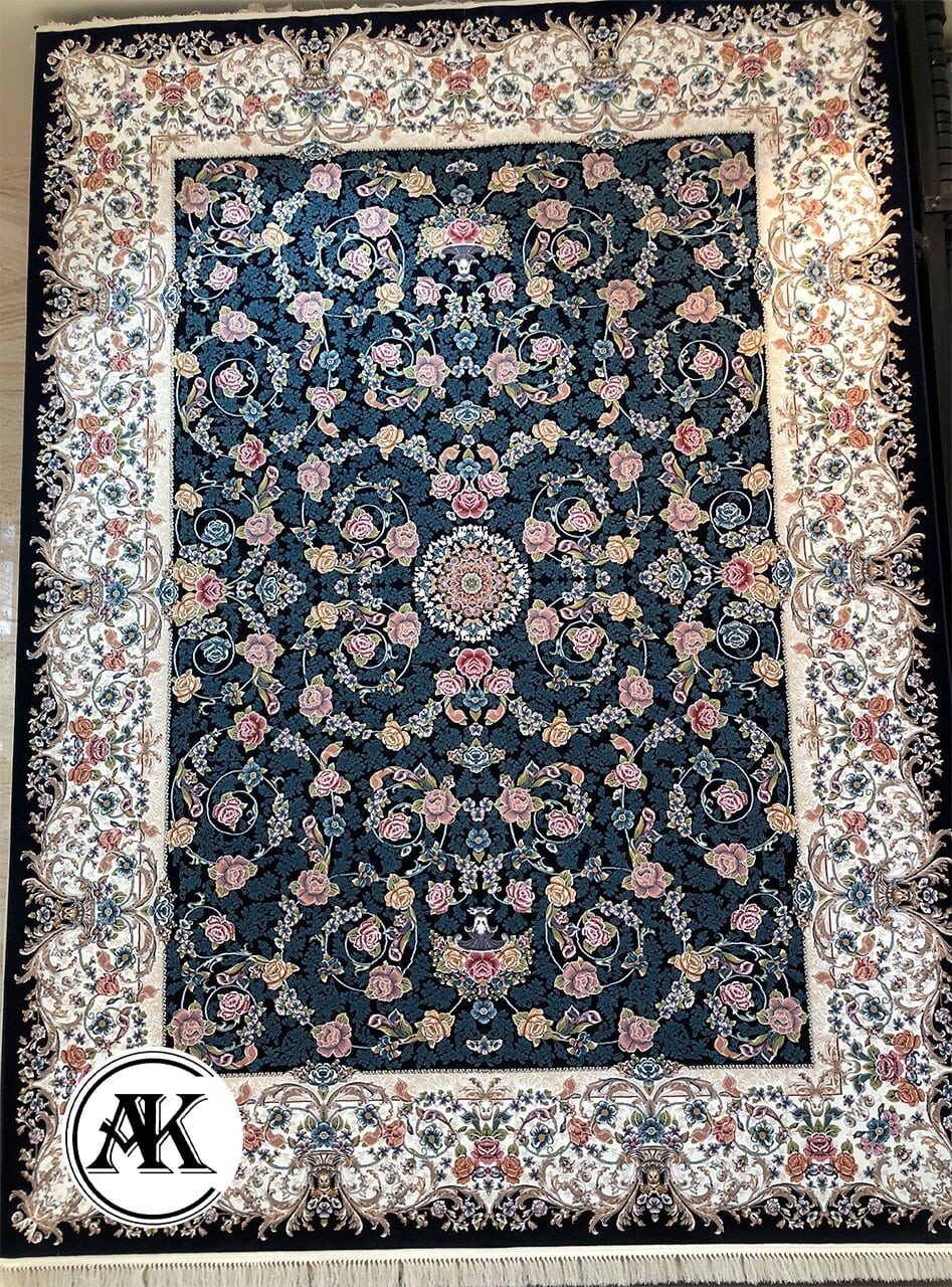 فرش 700 شانه گلپری سرمه ای