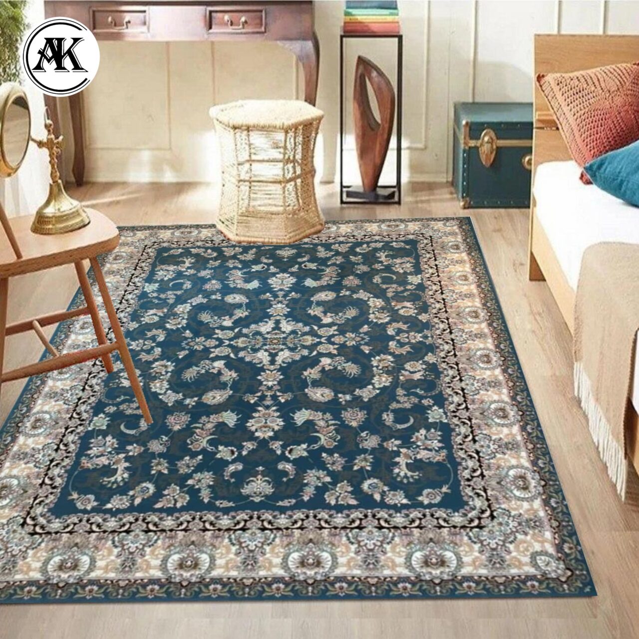 شبیه سازی فرش 700 شانه افشان زرین آبی