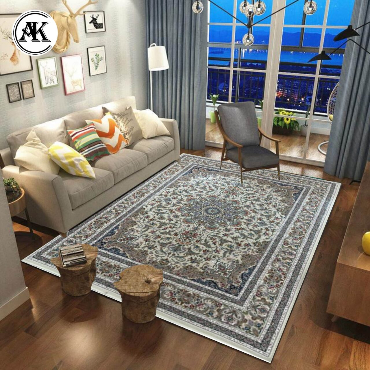 شبیه سازی فرش 700 شانه رز گردون کرم