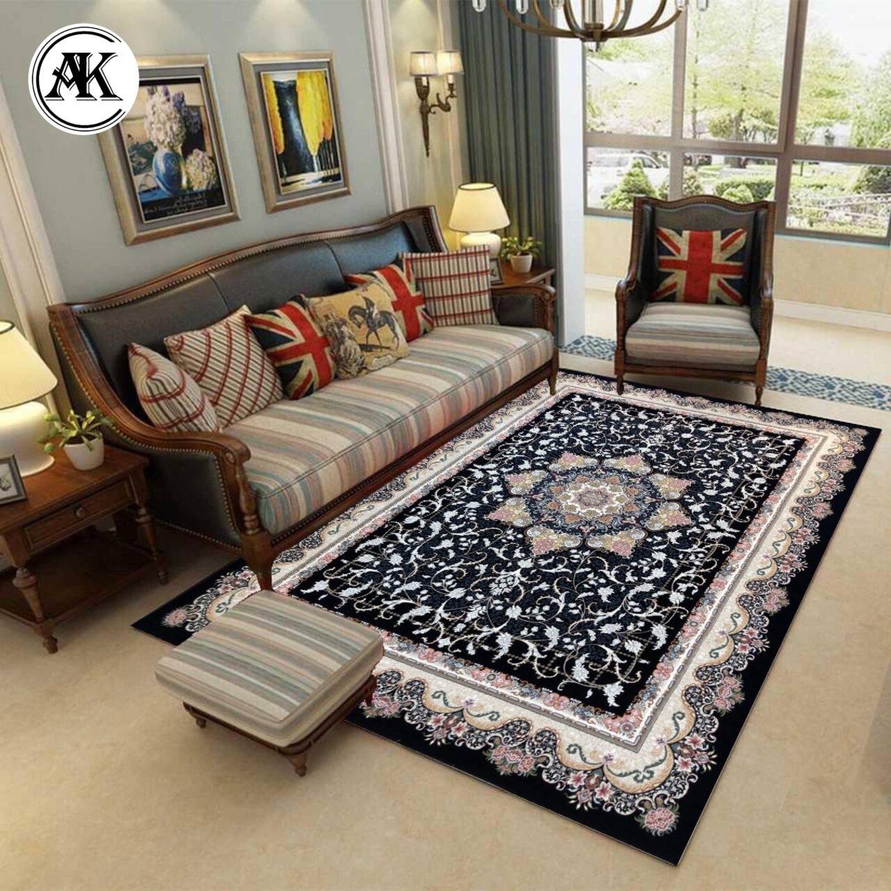 شبیه سازی فرش 700 شانه صنوبر سرمه ای