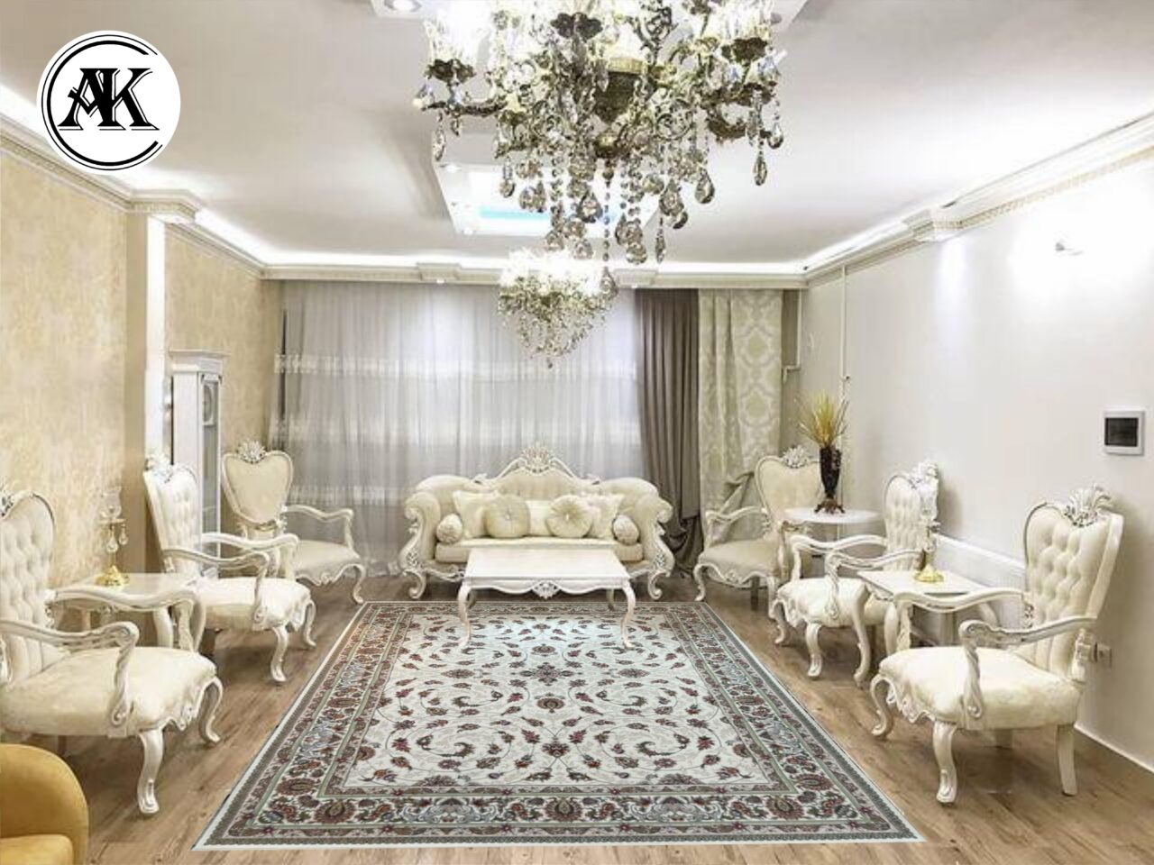 شبیه سازی فرش 700 شانه لی رز سفید