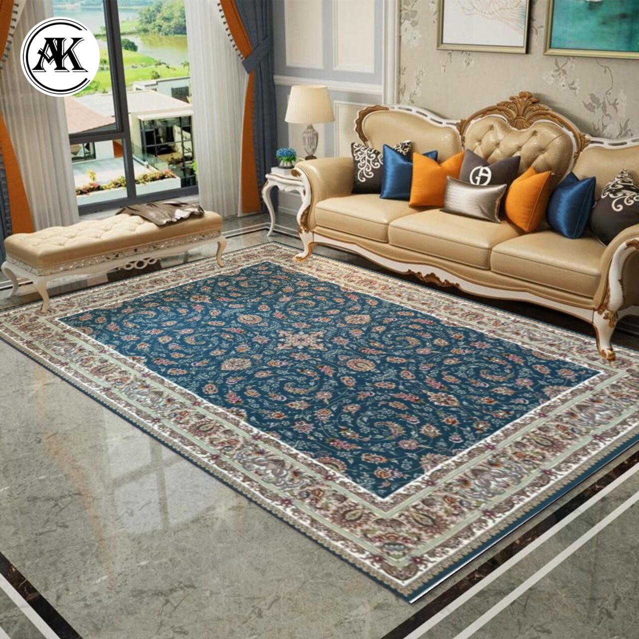 شبیه سازی فرش 700 شانه لی رز آبی