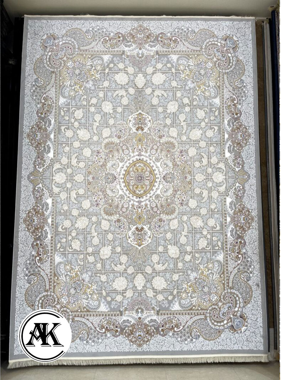 خرید فرش 1200 شانه ترمه نقره ای 4
