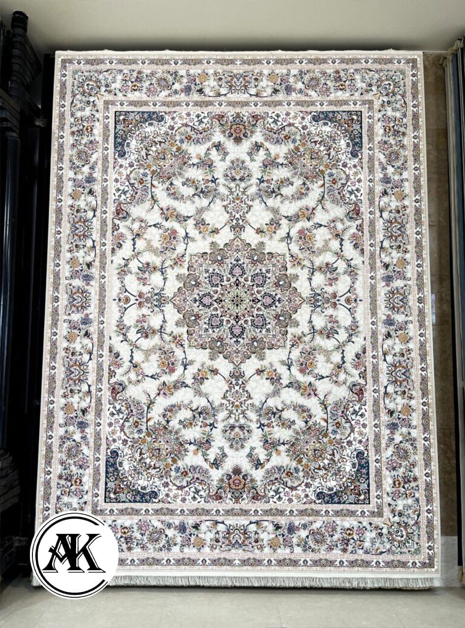 خرید فرش 1200 شانه جواهر کرم 5