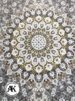 خرید فرش 1200 شانه قلمکار نقره ای 1