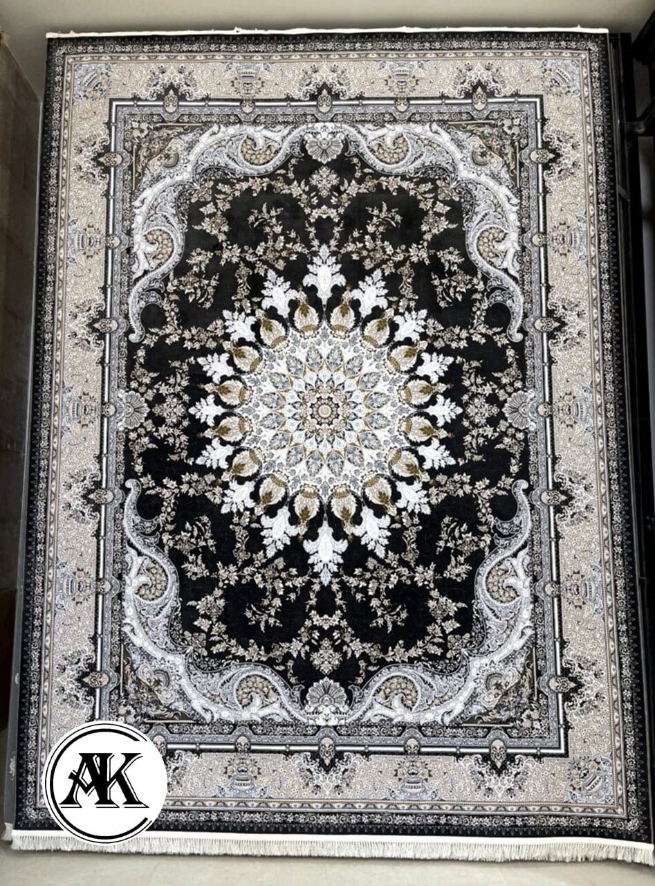 خرید فرش 1200 شانه کلاسیک ذغالی 5