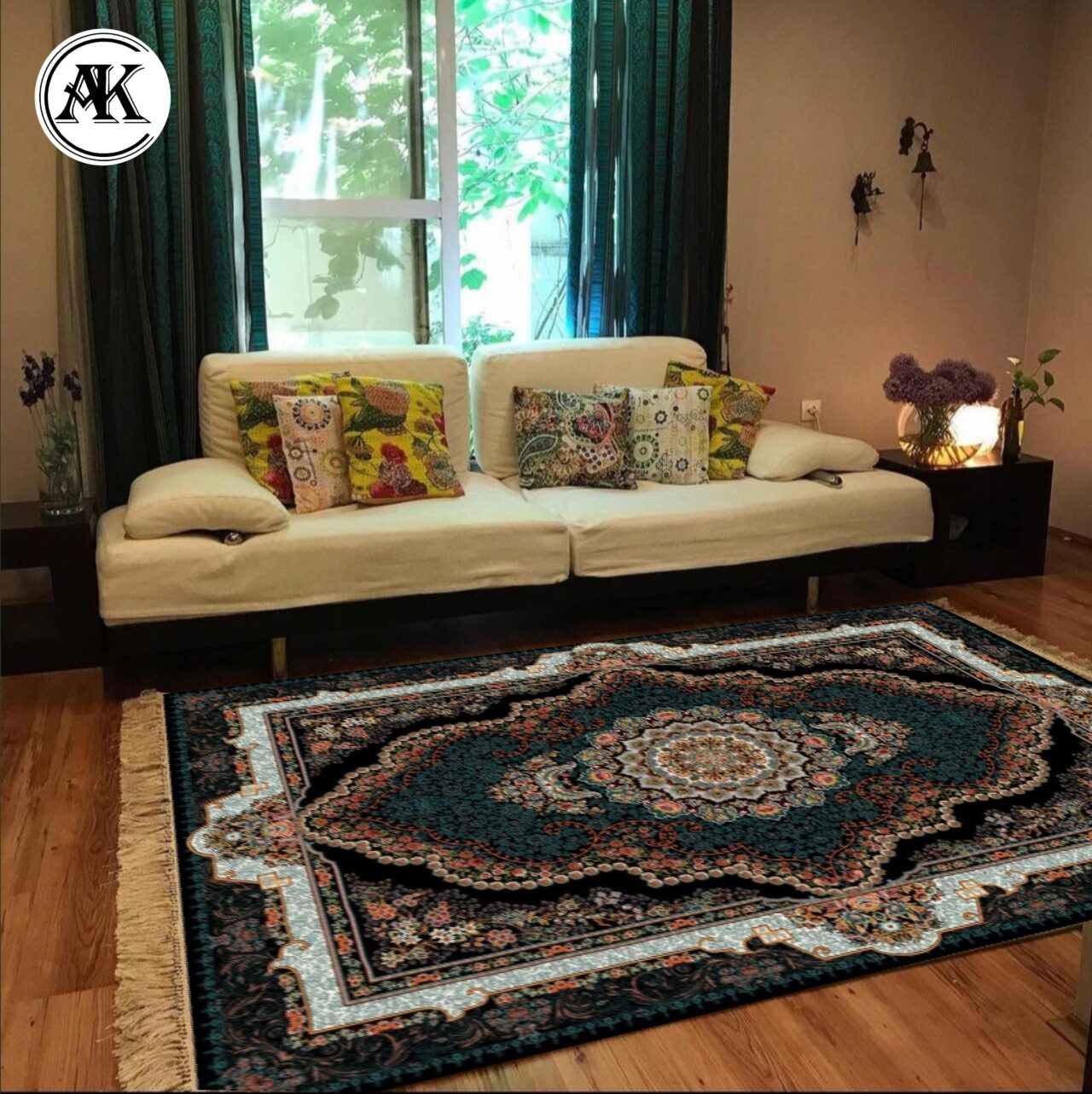 دکوراسیون فرش 700 شانه فرحناز سرمه ای با نخ اکریلیک