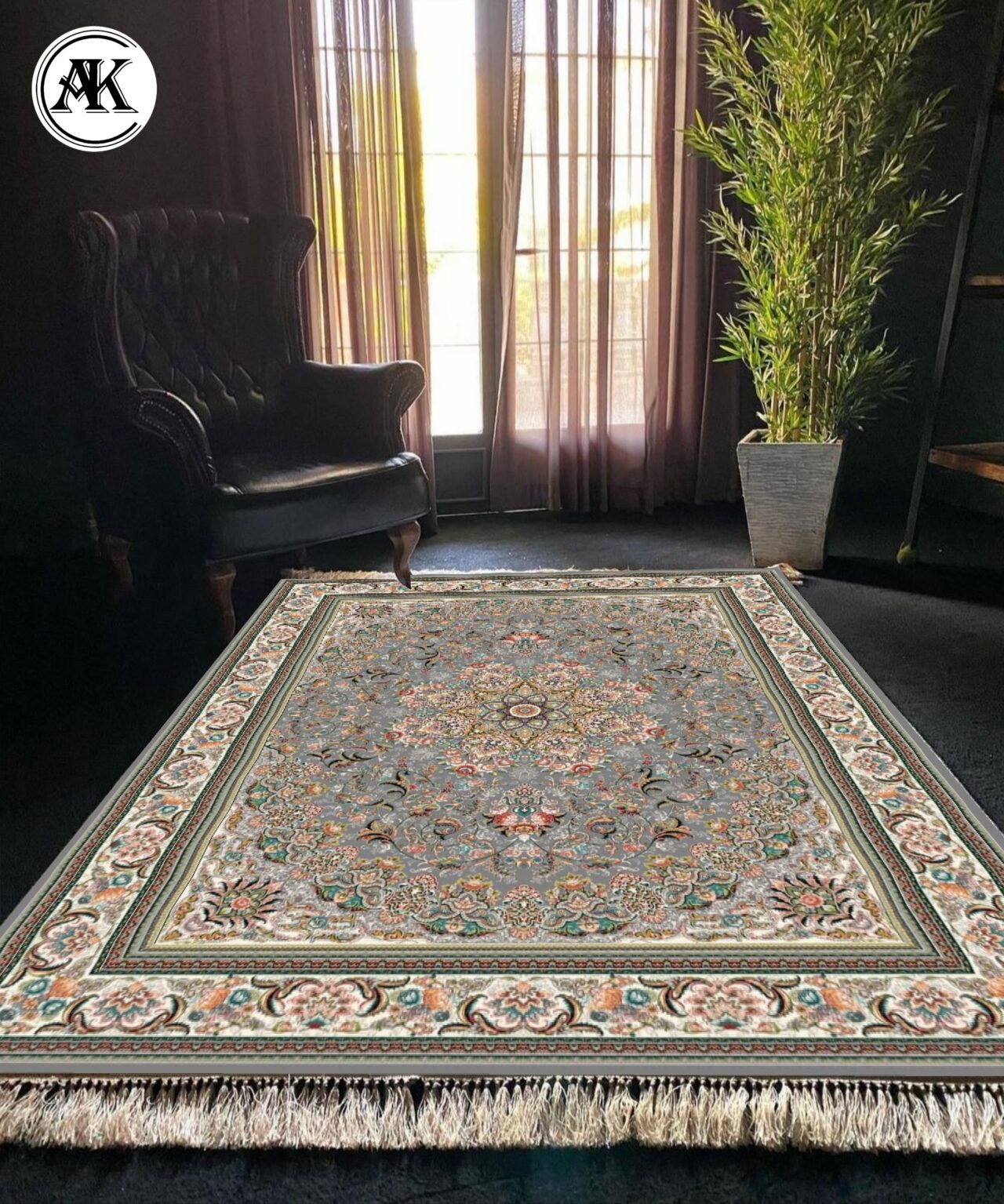 دکوراسیون فرش 700 شانه میخک فیلی با نخ اکریلیک