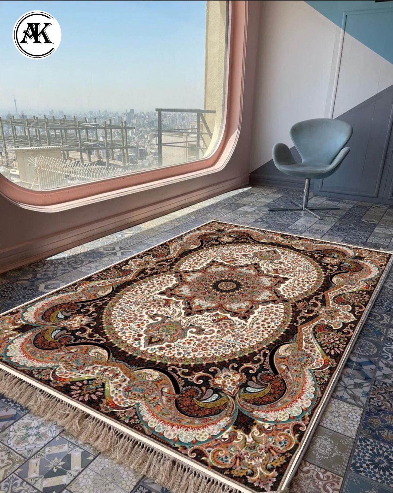 دکوراسیون فرش 700 شانه چیچک کرم با نخ اکریلیک