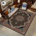 دکوراسیون فرش 700 شانه ماهی کاسپین سرمه_ای با نخ اکریلیک