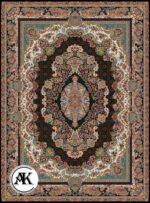 عکس ژورنالی فرش 700 شانه تندیس سرمه_ای با نخ اکریلیک