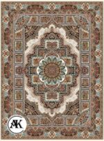 عکس ژورنالی فرش 700 شانه حوض نقره کرم با نخ اکریلیک