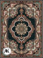 عکس ژورنالی فرش 700 شانه قاب بهشت سرمه_ای با نخ اکریلیک