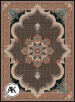 عکس ژورنالی فرش 700 شانه ماهی کاسپین سرمه_ای با نخ اکریلیک