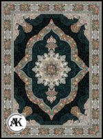 عکس ژورنالی فرش 700 شانه کارینا سرمه_ای با نخ اکریلیک