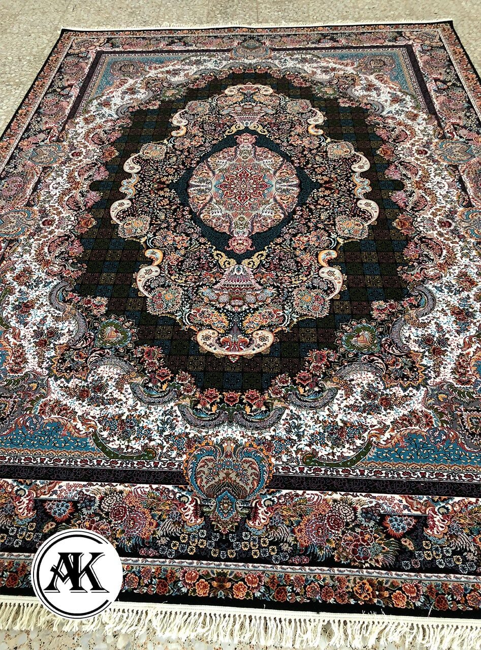 فرش 700 شانه تندیس سرمه_ای با نخ اکریلیک 1