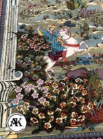 فرش 700 شانه شکارگاه سرمه ای با نخ اکریلیک 2