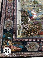 فرش 700 شانه شکارگاه سرمه ای با نخ اکریلیک 3