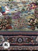 فرش 700 شانه شکارگاه سرمه ای با نخ اکریلیک 4