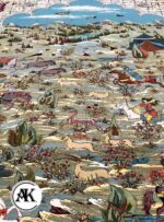 فرش 700 شانه شکارگاه سرمه ای با نخ اکریلیک 5