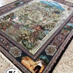 فرش 700 شانه شکارگاه سرمه ای با نخ اکریلیک