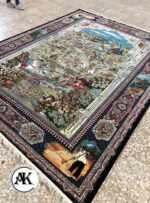 فرش 700 شانه شکارگاه سرمه ای با نخ اکریلیک