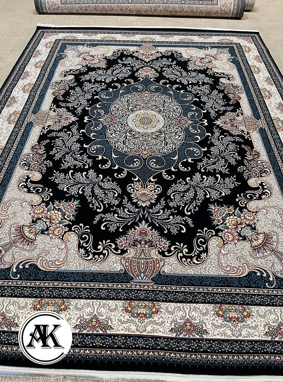 فرش 700 شانه محیا سرمه_ای با نخ اکریلیک 1