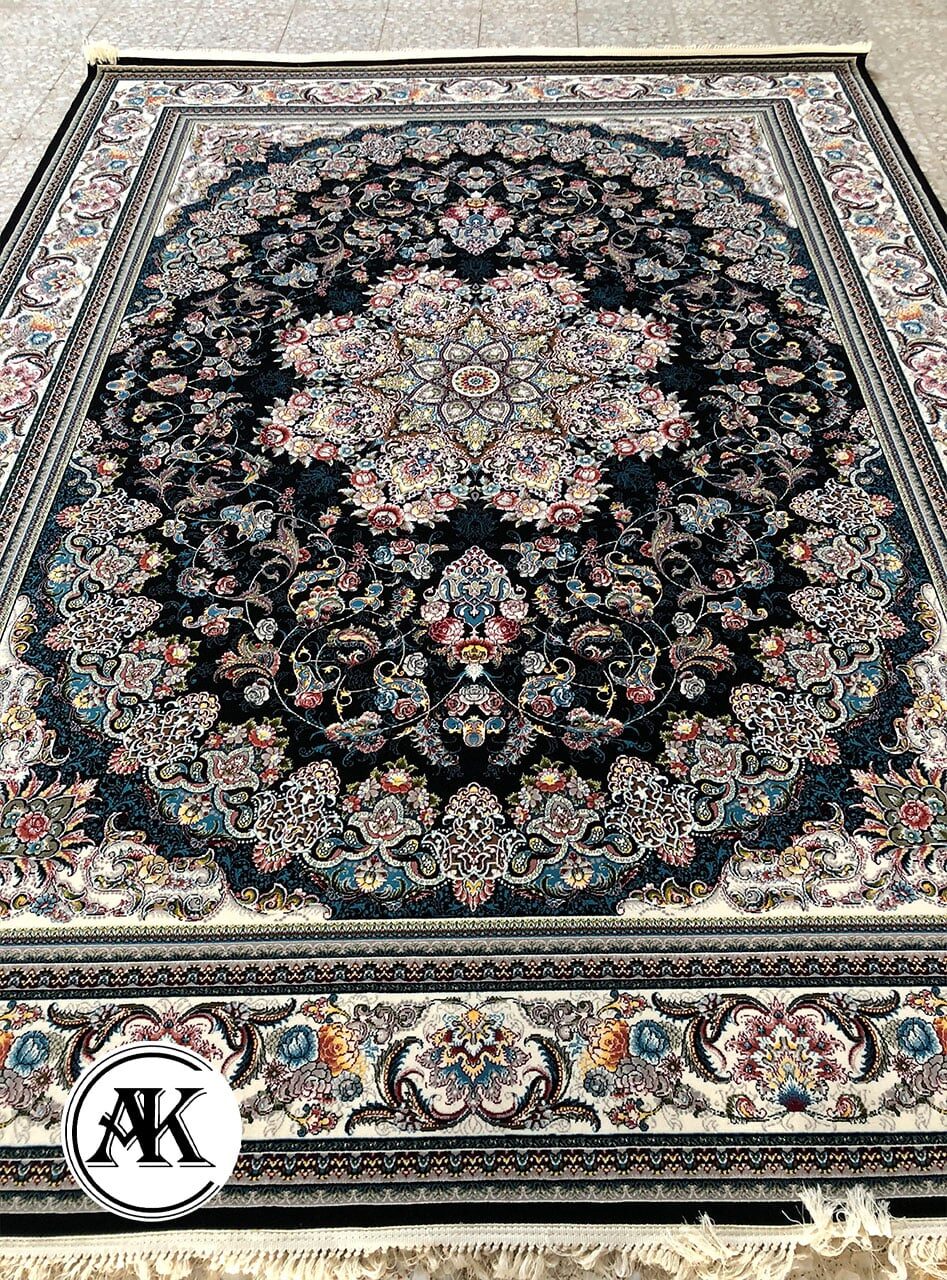 فرش 700 شانه میخک سرمه_ای با نخ اکریلیک 1