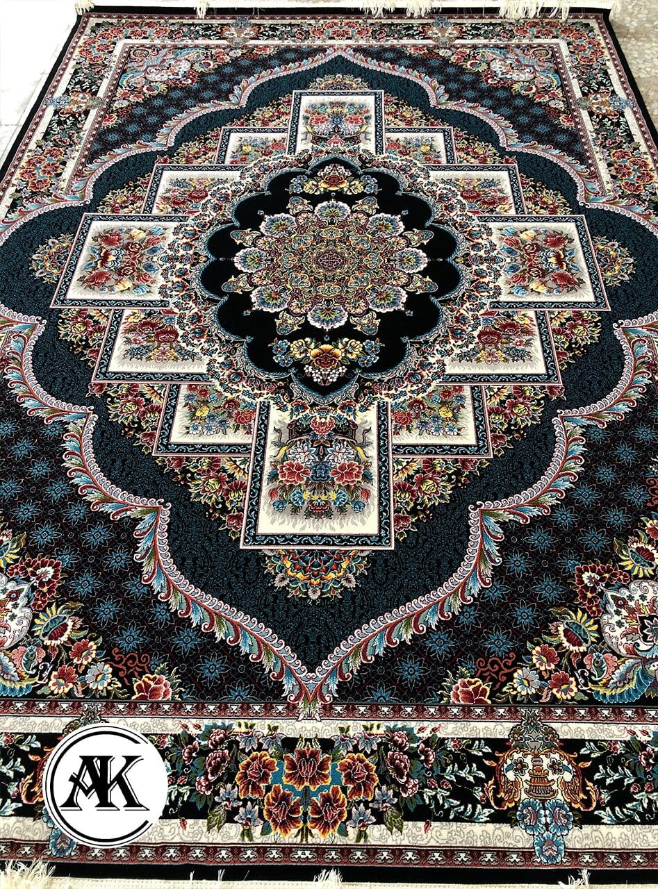 فرش 700 شانه ناردون سرمه_ای با نخ اکریلیک 1