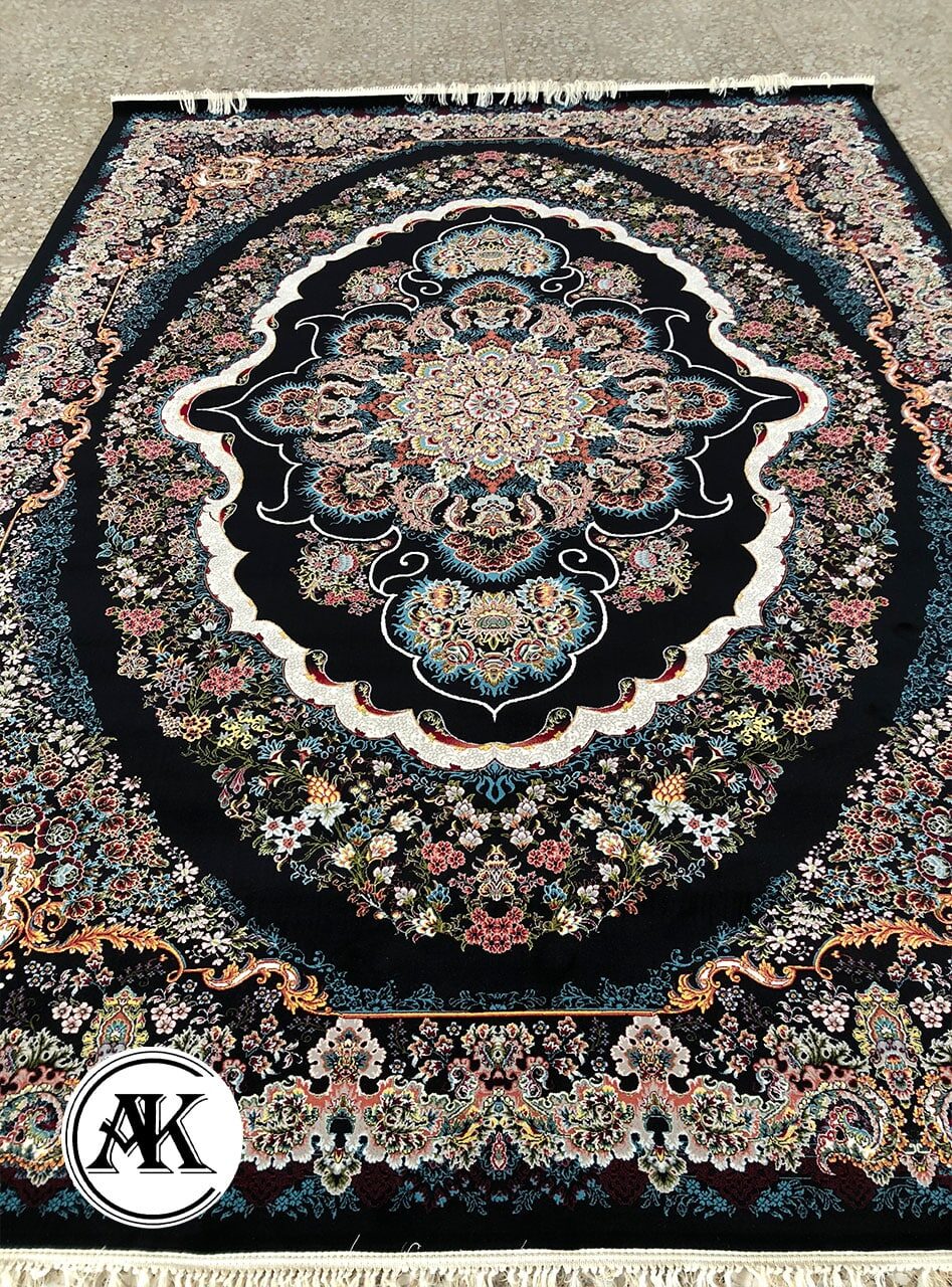 فرش 700 شانه نگین سرمه_ای با نخ اکریلیک 1