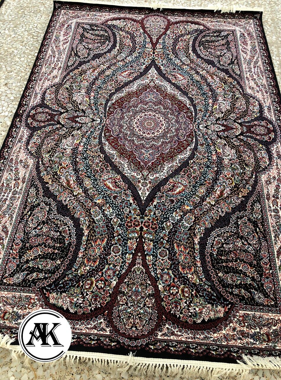 فرش اریکا سرمه_ای با نخ اکریلیک 1