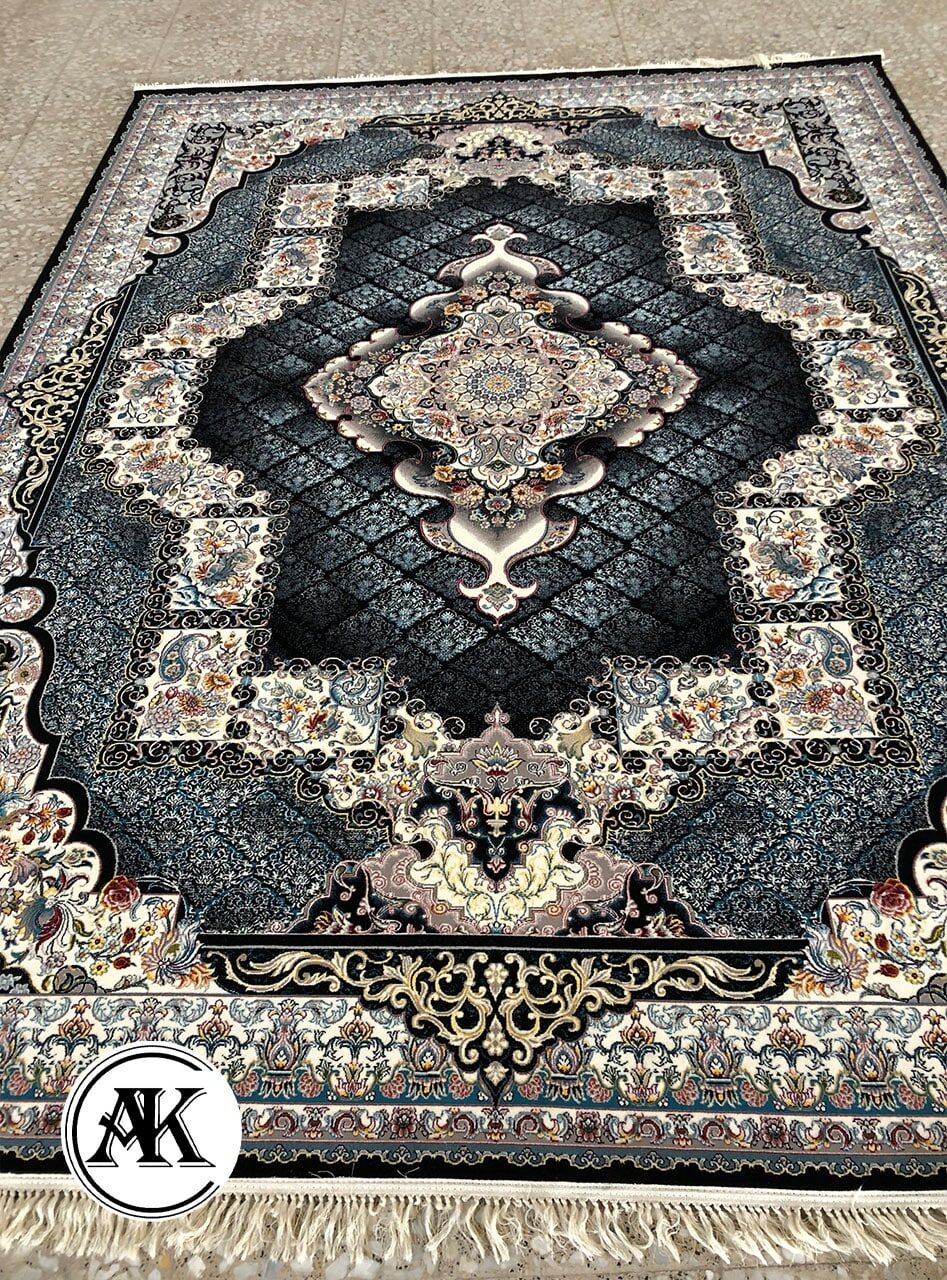 فرش چشمه سرمه_ای با نخ اکریلیک 1