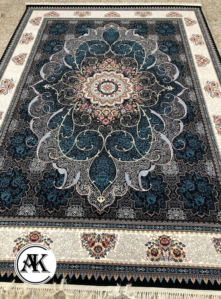 فرش چکاوک سرمه_ای با نخ اکریلیک 1