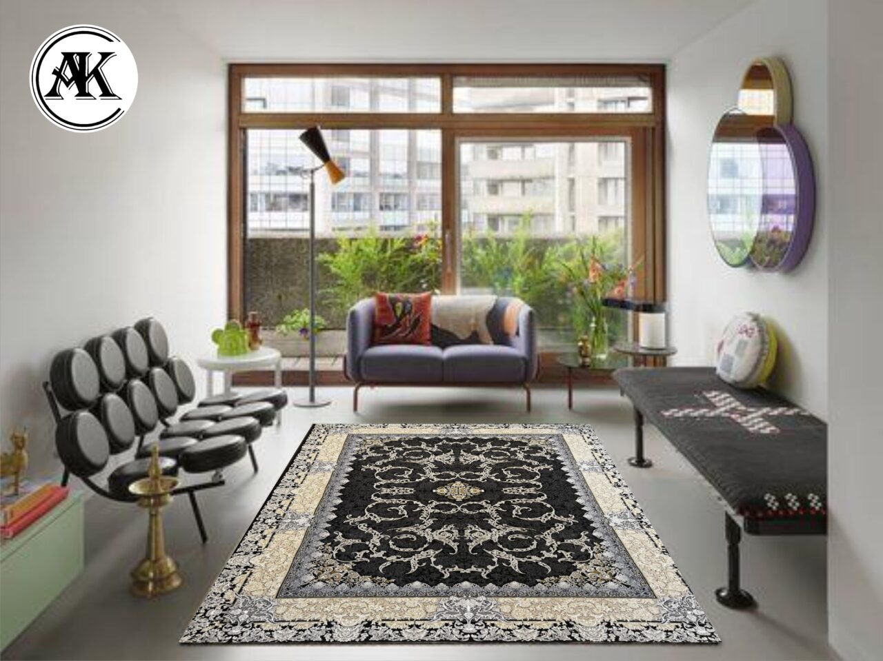 دکوراسیون فرش 1200 شانه آرمان زغالی گل_برجسته