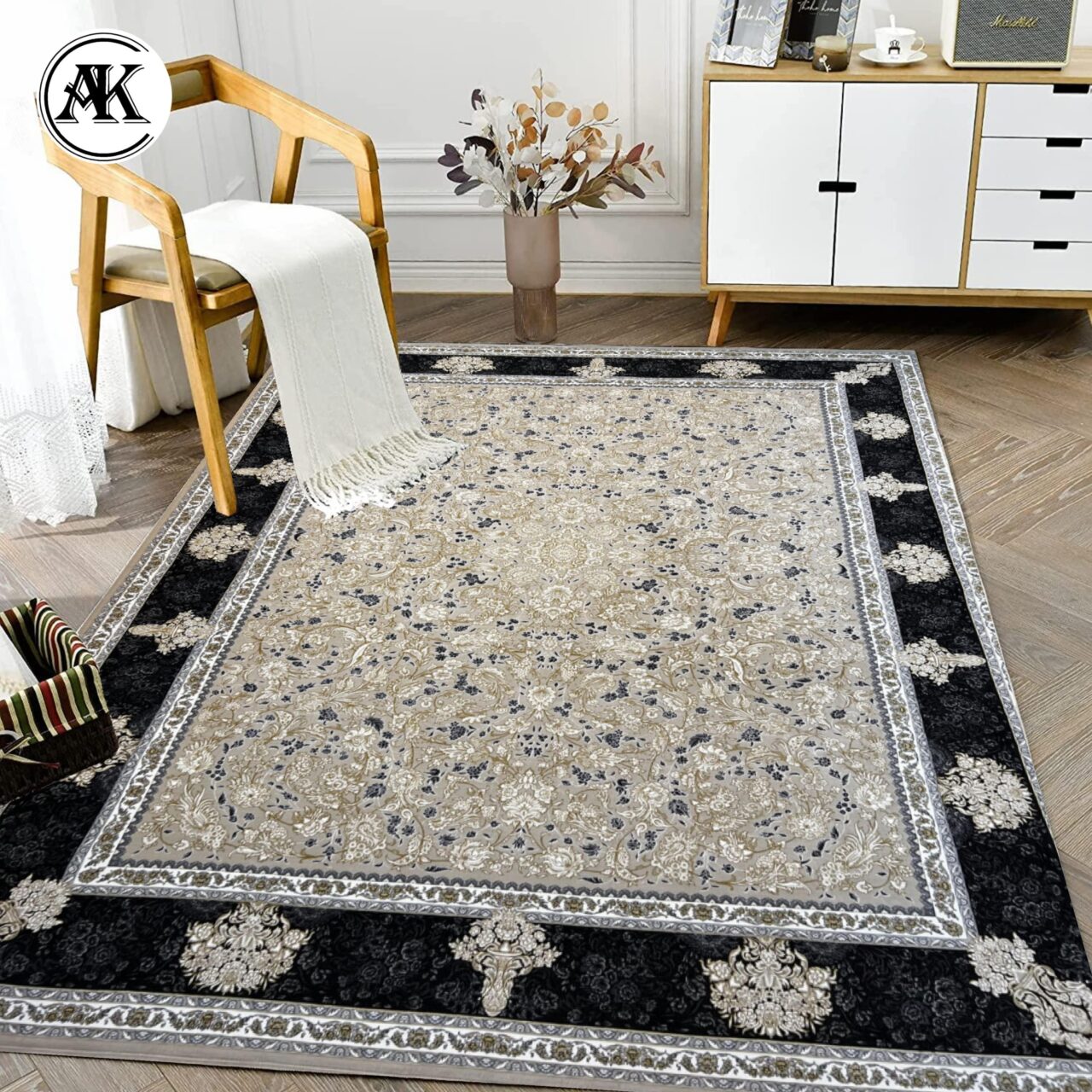 دکوراسیون فرش 1200 شانه آناک بژ گل_برجسته